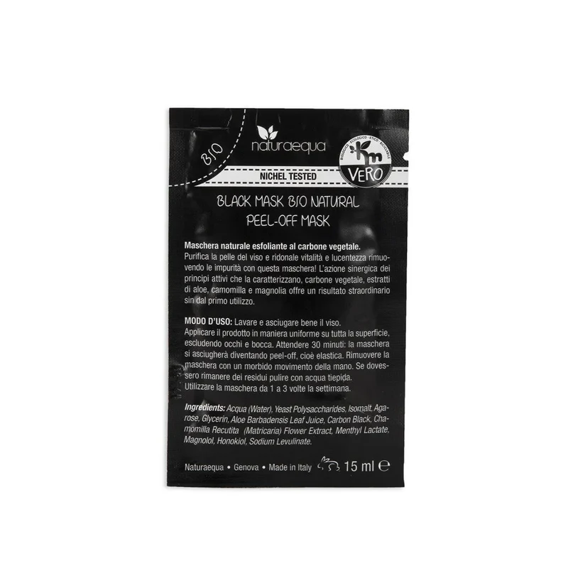 Black Mask Peel Off Bio al Carbone Vegetale – Maschera Purificante per Pelle Mista e Impura