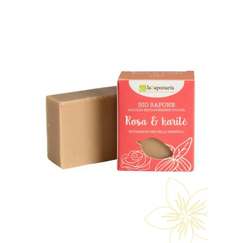 Sapone Bio Delicato Rosa e Burro di Karitè – Sapone Nutriente per Pelle Secca e Sensibile