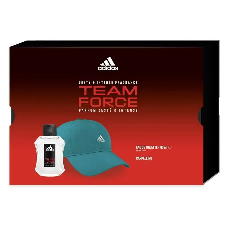 Adidas Cofanetto Team Force Edt 100ml + Cappello Uomo da Baseball Turchese