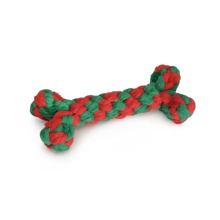 Camon Gioco Osso Natalizio in Corda Di Cotone Intrecciata Per Cani 15cm