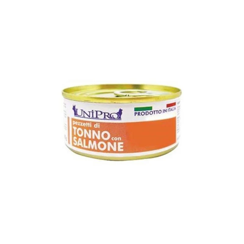 Unipro Pezzetti Di Tonno Con Salmone Cibo Umido Per Gatti Adulti Scatoletta 85g