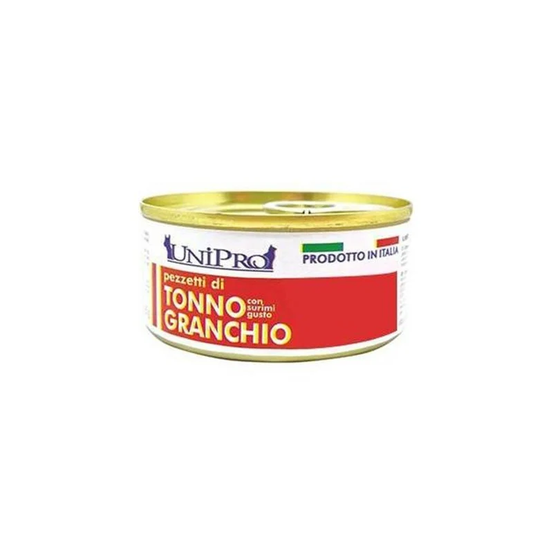 Unipro Pezzetti Di Tonno Con Surimi Granchio Cibo Umido Per Gatti Adulti Scatoletta 85g
