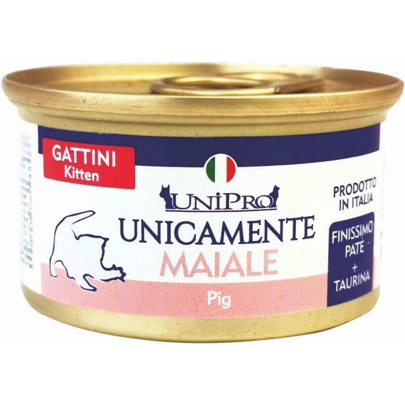Unipro Unicamente Maiale Cibo Umido Gattini Barattolo 85g