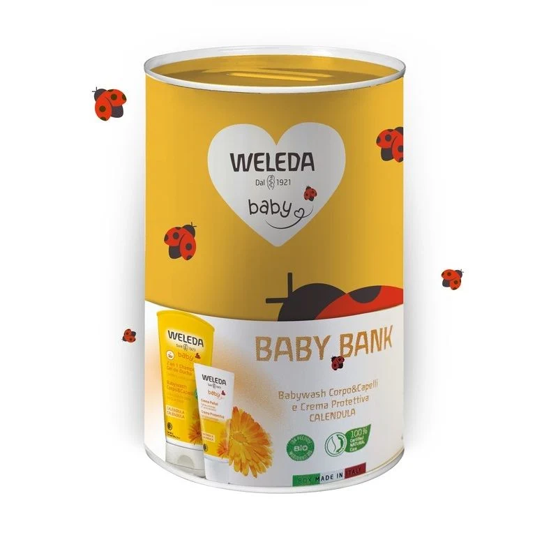 Weleda Baby Bank Kit Coccinella babywash corpo e capelli 200ml + crema calendula 75ml