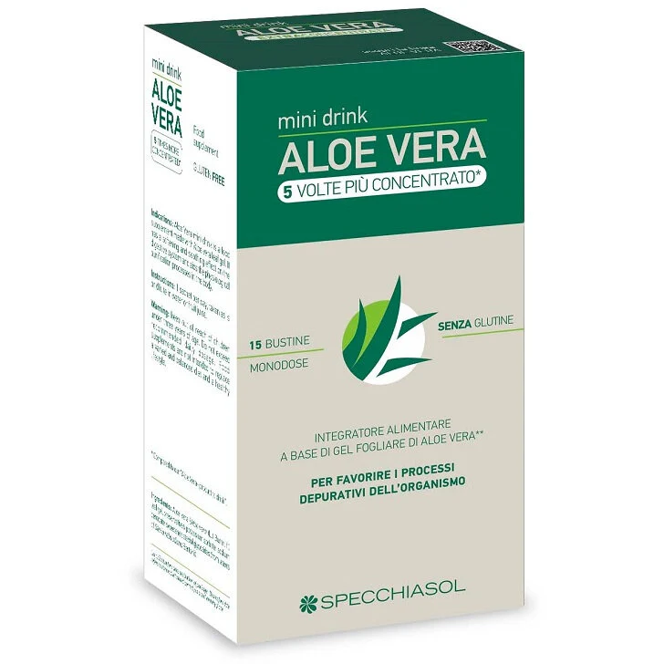 Specchiasol Aloe Vera Mini Drink per il processo depurativo dell'organismo 15 bustine
