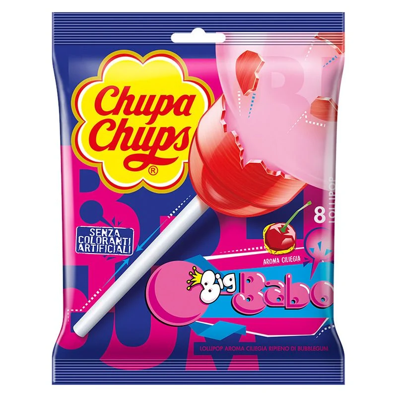 Chupa Chups Big Babol gusto ciliegia senza glutine 8 pezzi