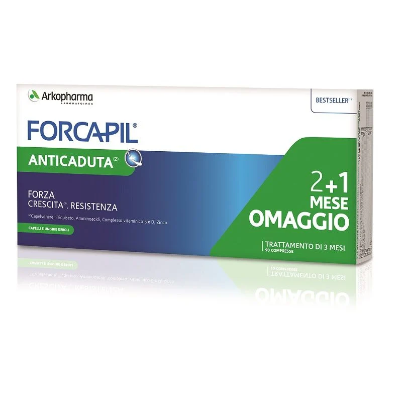 Forcapil Anticaduta trattamento per capelli e unghie 90 compresse 2+1 mese di trattamento OMAGGIO