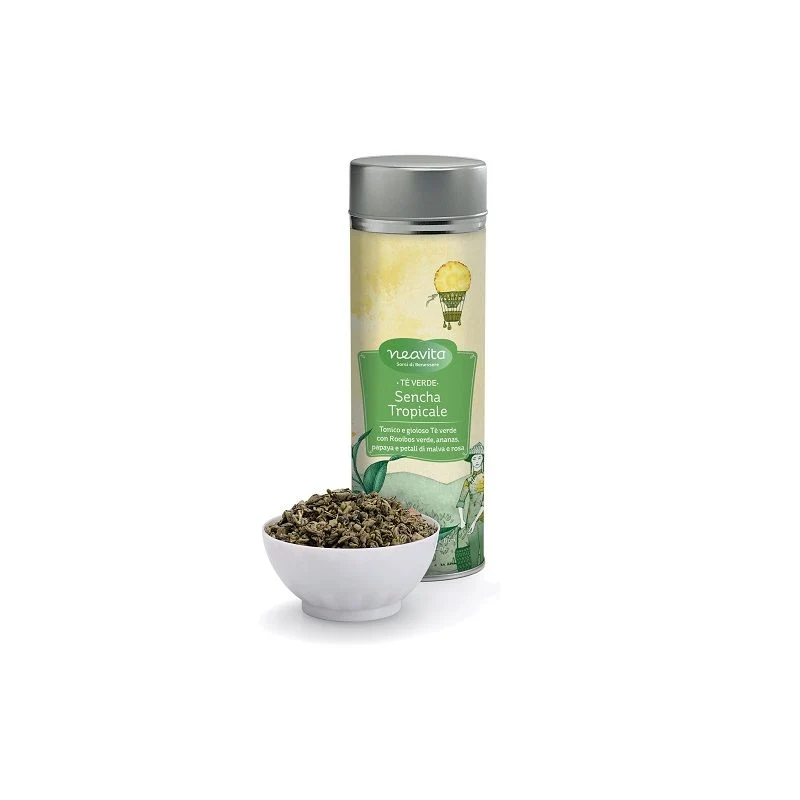 Neavita tè verde Sencha Tropicale in foglie 60g silver tin