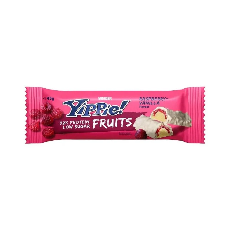 Weider Yippie Fruits barretta proteica gusto lampone e vaniglia 45g