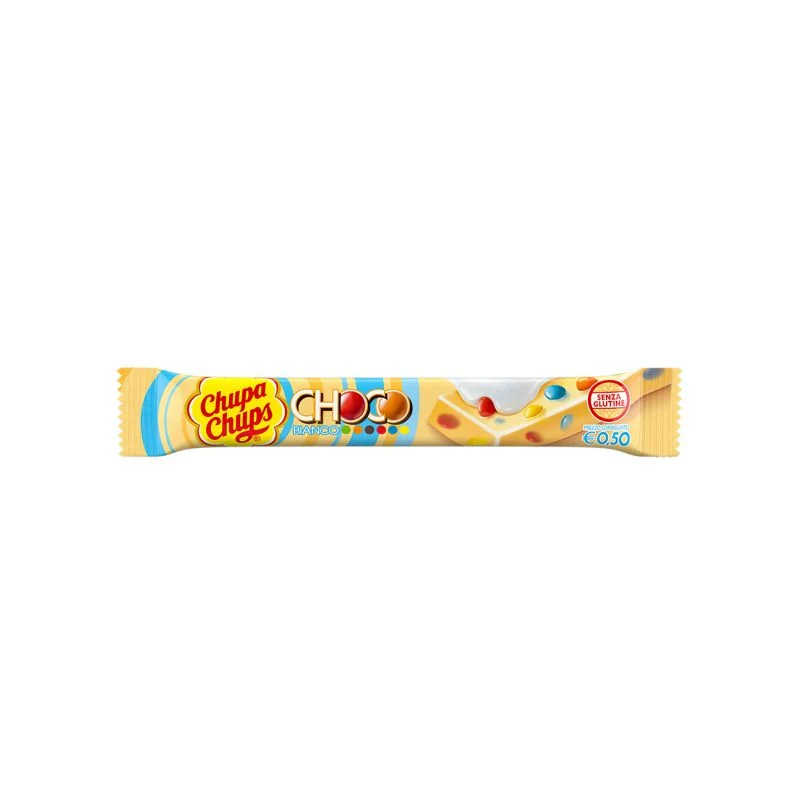 Chupa Chups Choco Snack White barretta di cioccolato bianco con miniconfetti senza glutine 20g