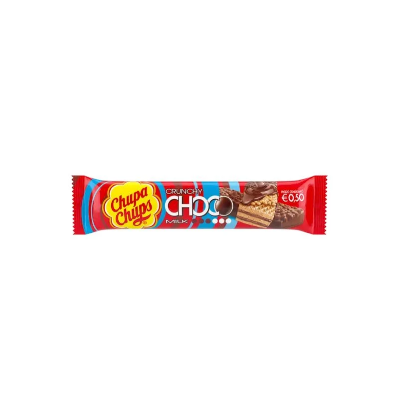 Chupa Chups Crunchy Choco Milk barretta al cioccolato al latte con wafer 27g
