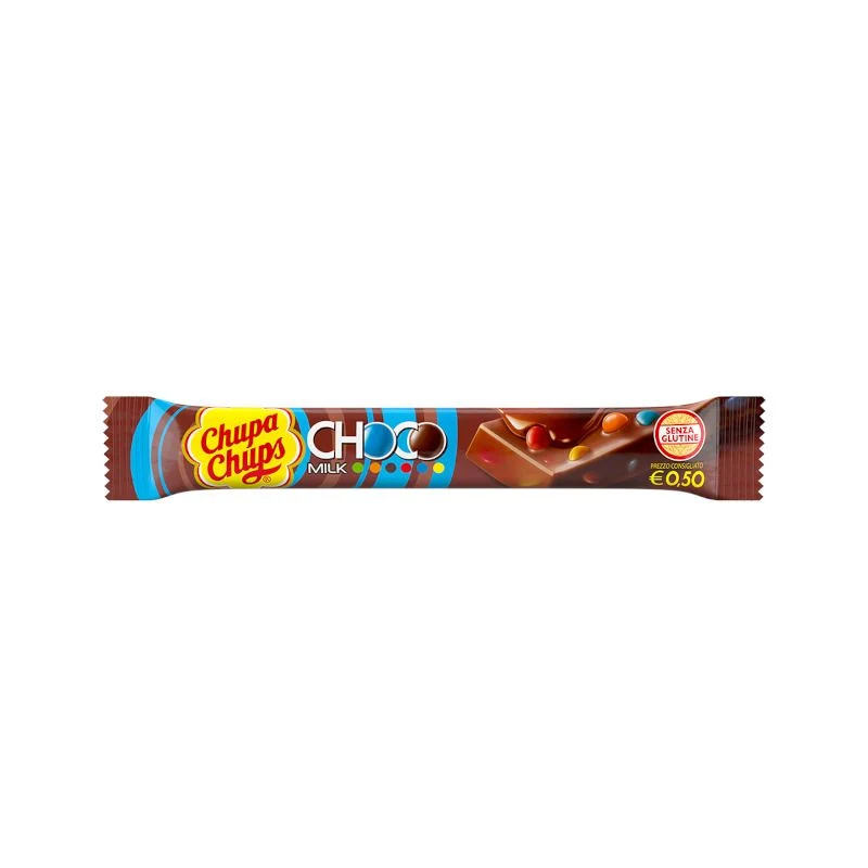 Chupa Chups Choco Snack Milk barretta di cioccolato al latte con miniconfetti senza glutine 20g