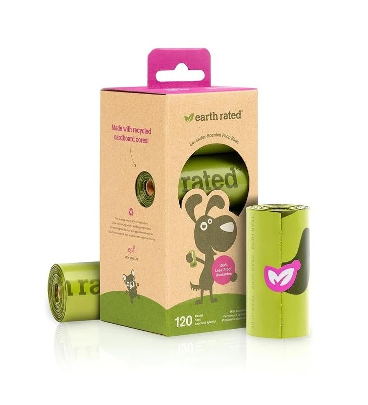 Earth Rated Sacchetti Biodegradabili Fragranza Lavanda 8 Rotolini x 15 Sacchetti