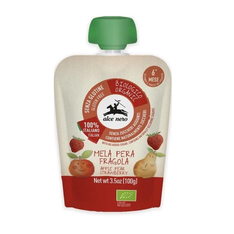 Alce Nero Baby Food Bio purea di mela pera e fragola 100g