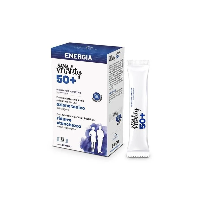 SanaVitality Energia 50+ integratore alimentare ad azione tonica 12 stick gusto banana