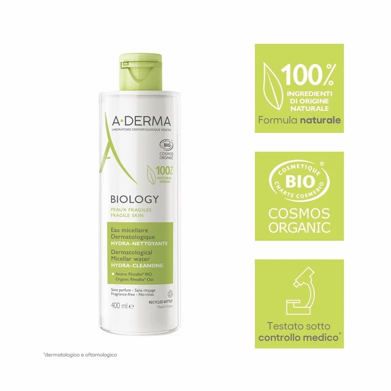 A-Derma BIOLOGY Acqua micellare dermatologica IDRA-DETERGENTE 400ml