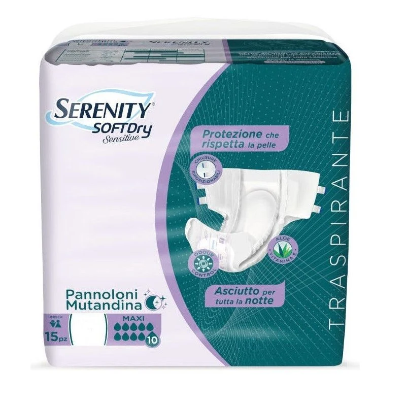 Serenity Soft Dry Sensitive Pannolone Mutandina Maxi Taglia M 15 Pezzi
