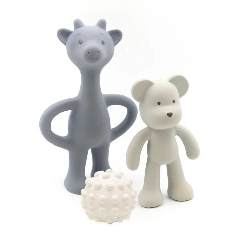 Bamboom - Kit Primi Giochi in gomma naturale per la dentizione - Acqua Blu