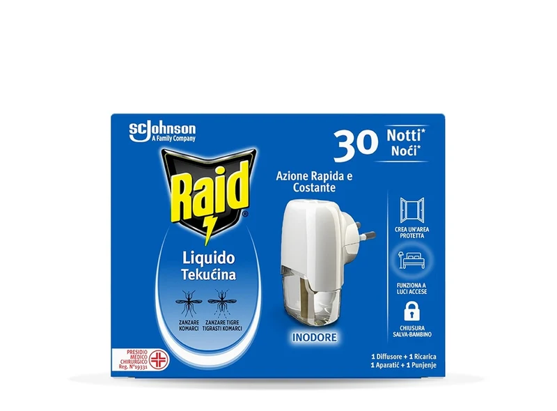Raid Liquido Base e Ricarica zanzare 30 Notti