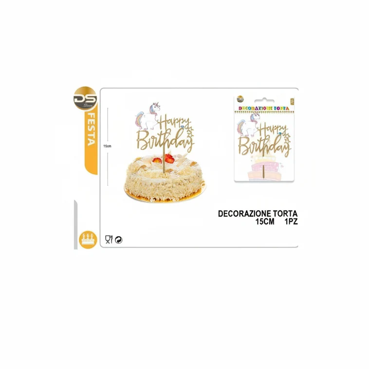 Dz Party Decorazione Torta Unicorno Hb 15Cm