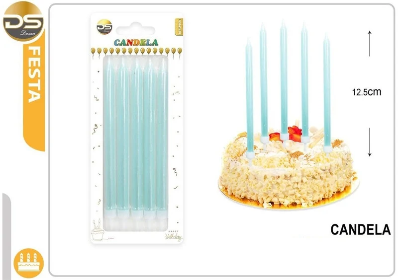 Dz Party Candele Decorative 12.5Cm 5Pz Verde Acqua