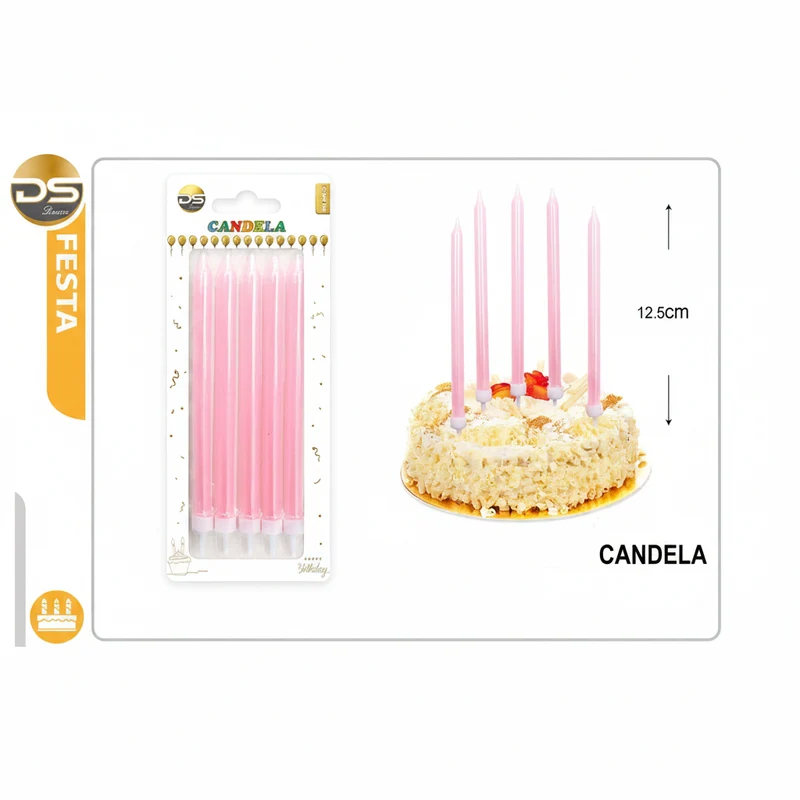 Dz Party Candele Decorative 12.5Cm 5Pz Rosa