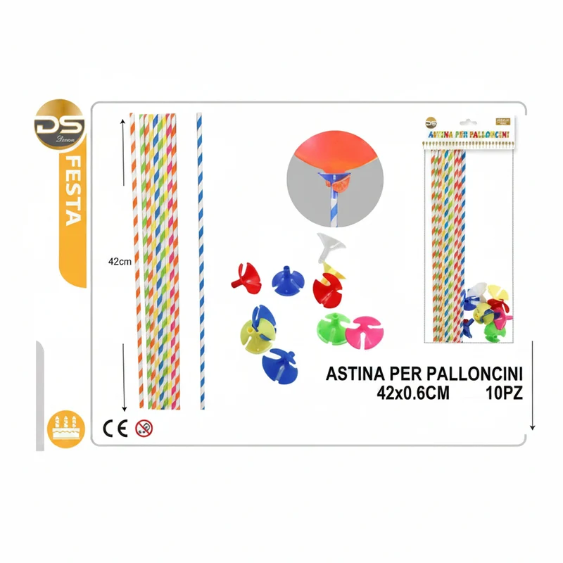 Dz Party Asta Per Palloncini In Carta Colori Ass.3
