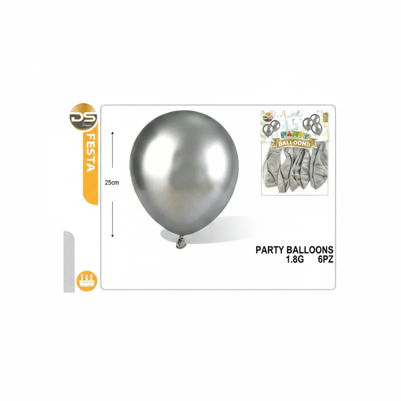 Dz Party 6 Palloncini Argento Cromati 20Cm 1.8G