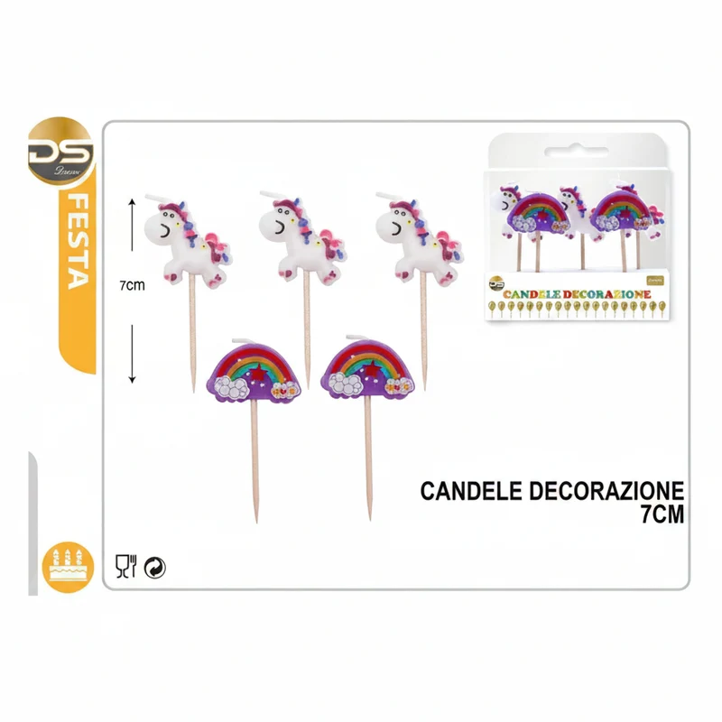 Dz Party Candele Decorate Unicorno 7Cm
