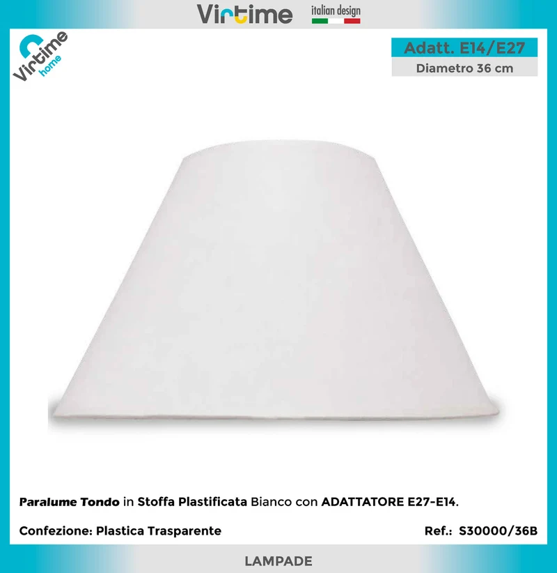 Virtime Paralume Tondo 13X36X18.5 Cm Bianco
