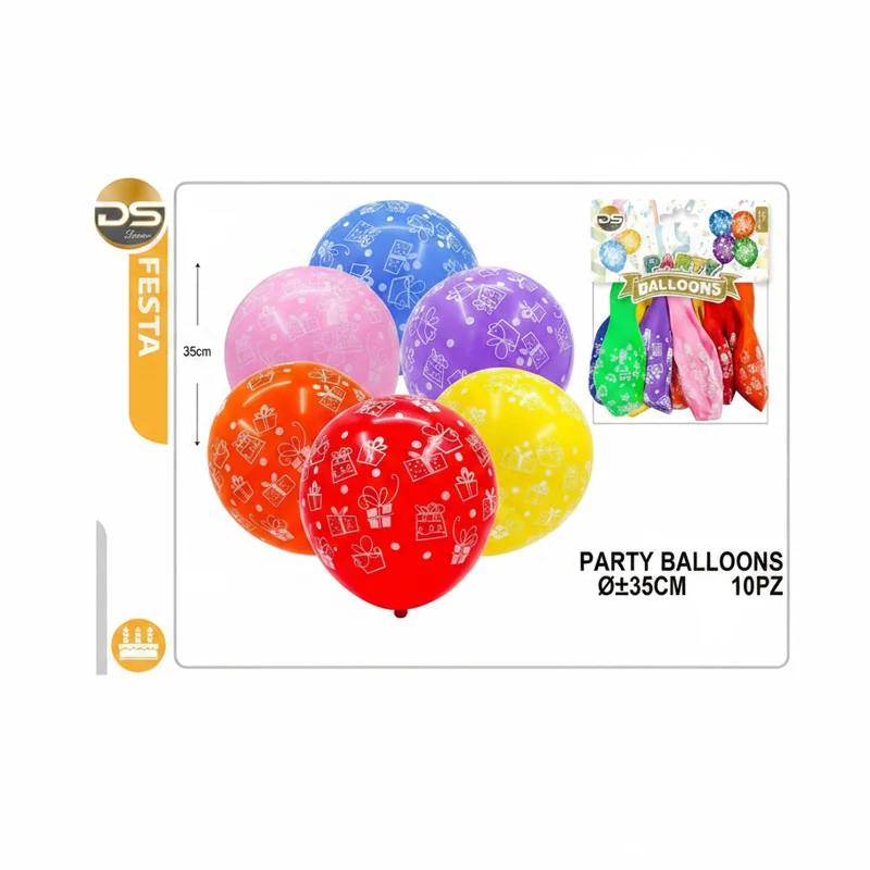 Dz Party 10 Palloncini Decorato Pacchi Regalo