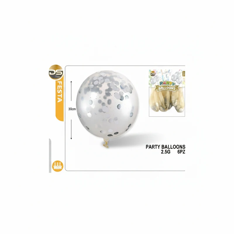 Dz Party 6 Palloncino Trasparente Con Coriandoli 4 Colorazioni