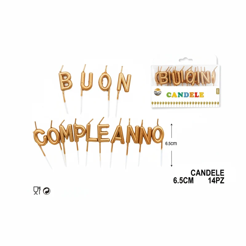 Dz Party Candele Buon Compleanno 14Pz Oro