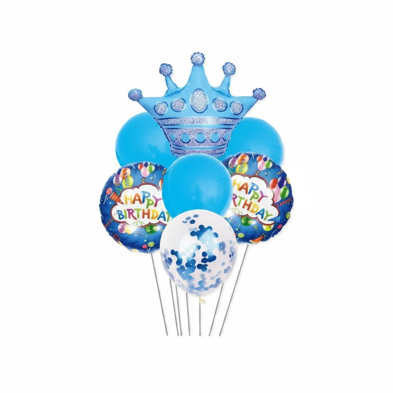 Dz Party Balloons Hb Azzurro Con Corona 7Pz