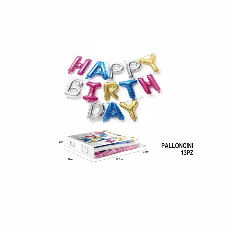 Dz Party Palloncini Happy Birthday Multicolore 13Pz