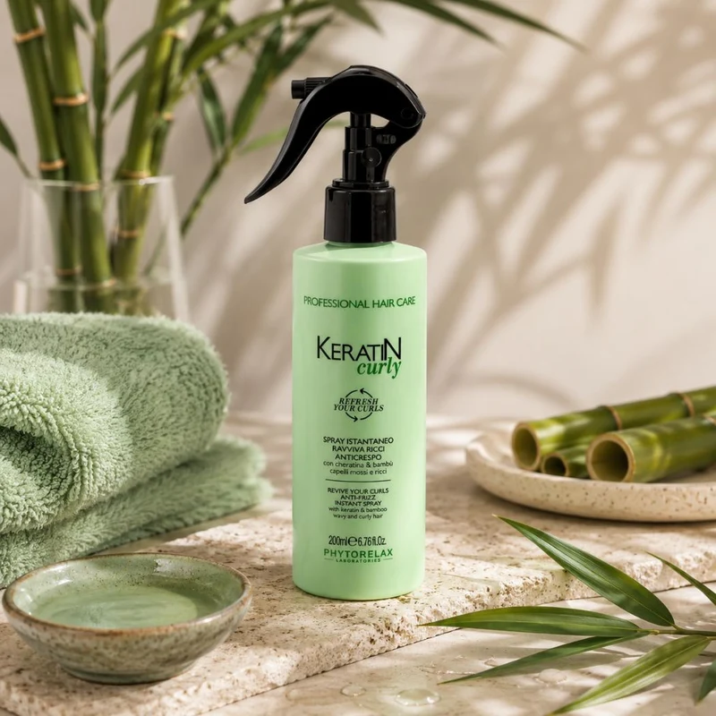 PHYTORELAX CURLY - SPRAY ISTANTANEO RAVVIVA RICCI ANTICRESPO con cheratina & bambù Capelli mossi e ricci