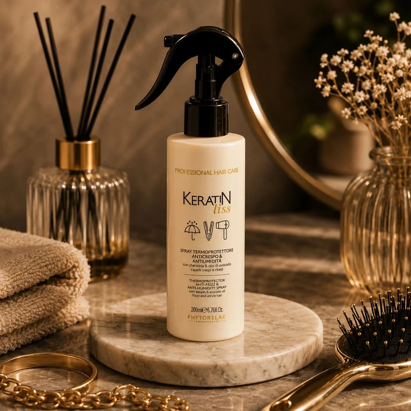 PHYTORELAX KERATIN LISS- SPRAY TERMOPROTETTORE ANTICRESPO E ANTIUMIDITÀ con cheratina & olio di avocado