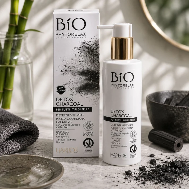 PHYTORELAX - DETERGENTE VISO PULIZIA QUOTIDIANA SOS DETOX con Carbone Vegetale da Bamboo