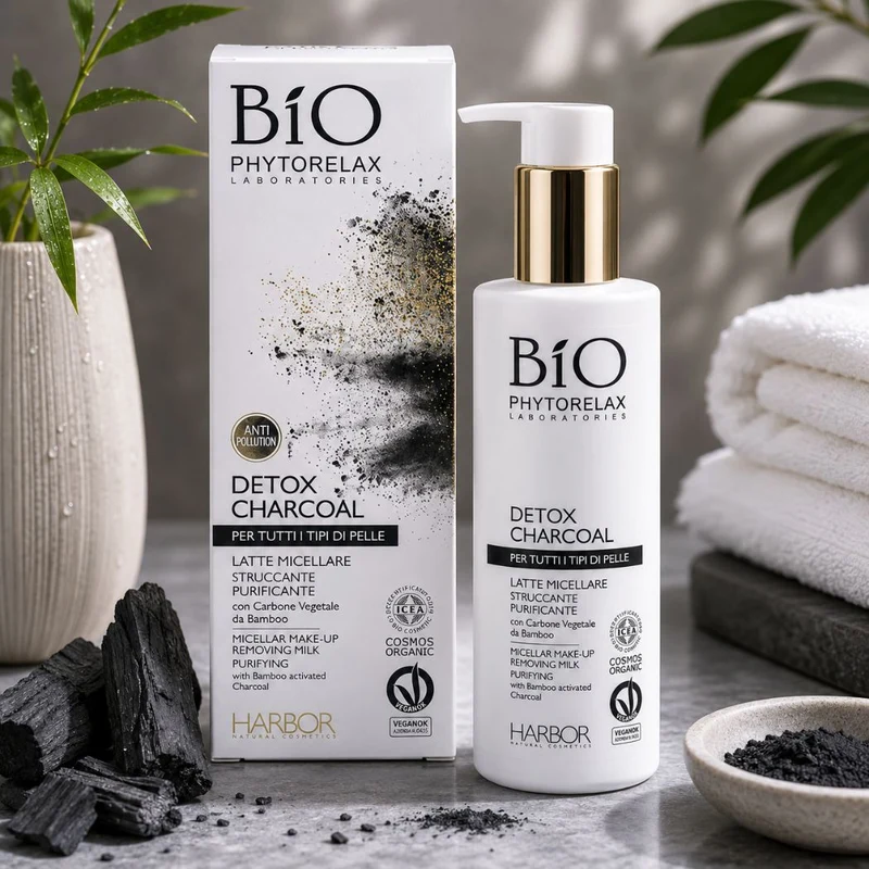 PHYTORELAX -LATTE MICELLARE STRUCCANTE PURIFICANTE con Carbone Vegetale da Bamboo