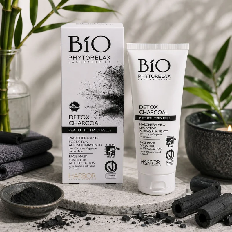 PHYTORELAX BIO - MASCHERA VISO SOS DETOX ANTINQUINAMENTO con Carbone Vegetale da Bamboo