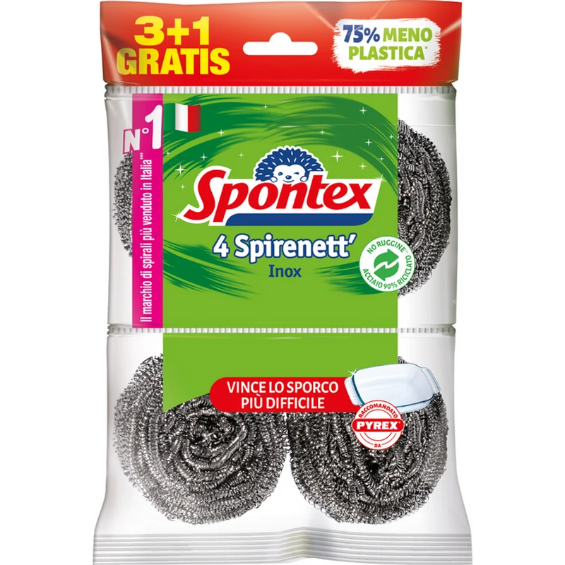 Spontex - Spirenett Inox Paglietta - 3+1 Pezzi