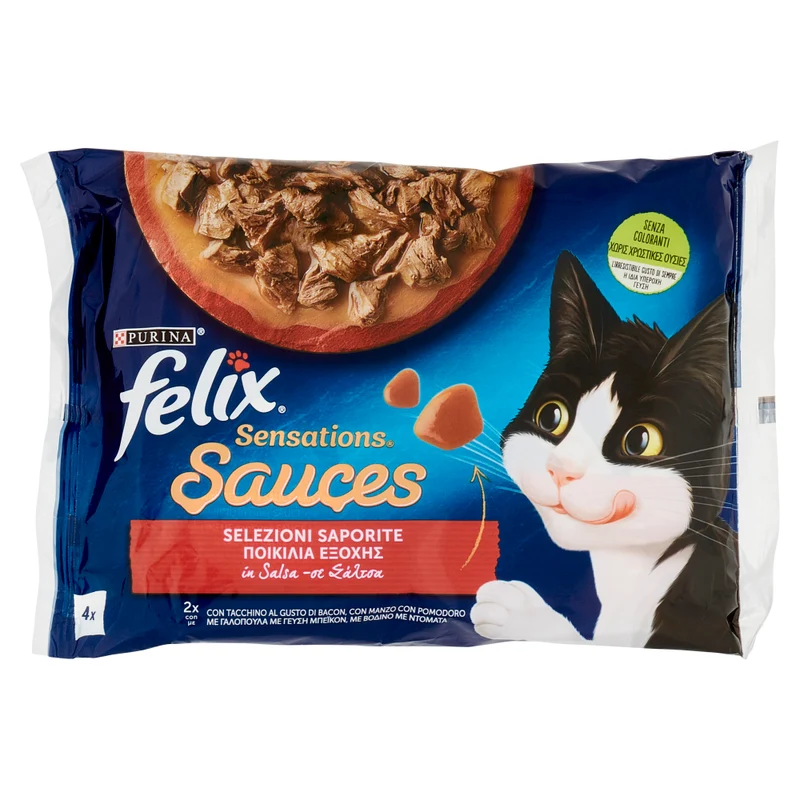 Felix Sauces Selezione Saporite Tacchino/bacon e Manzo/Pomodoro Gr.85X4