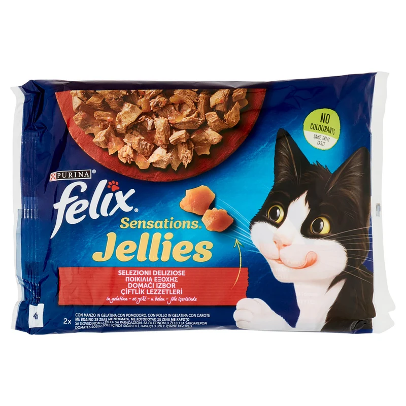 Felix Jellies Selezione Deliziose Manzo/Pomodoro e Pollo/Carote Gr.85X4