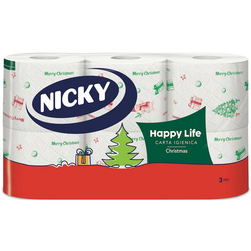 Nicky - Igienica Happy Life Christmas - 6 Rotoli 3 Veli