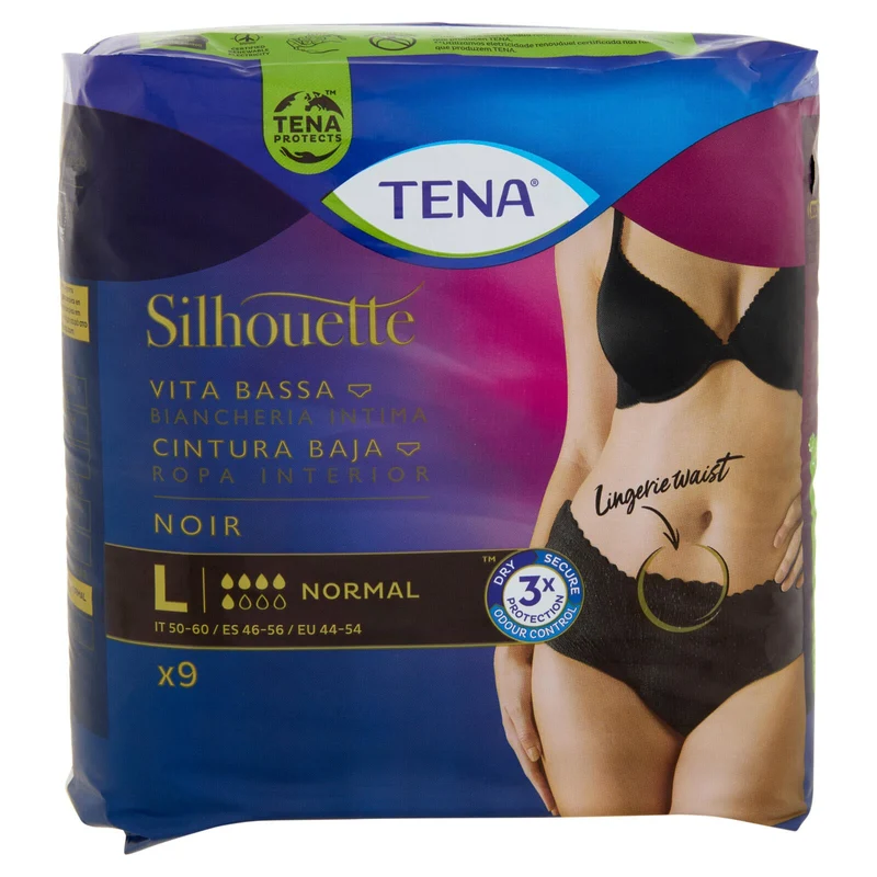 Tena Silhouette Vita Bassa Biancheria Intima Normal L Noir 9 pz