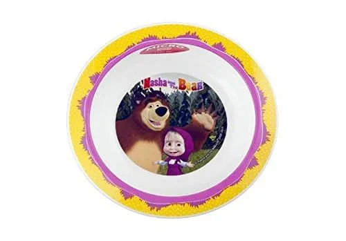 H&H 8053102 Masha&Orso Piatto Polipropilene Fondo, Multicolore