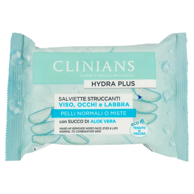 Clinians Hydra Plus Salviette Struccanti Viso, Occhi e Labbra 25 pz