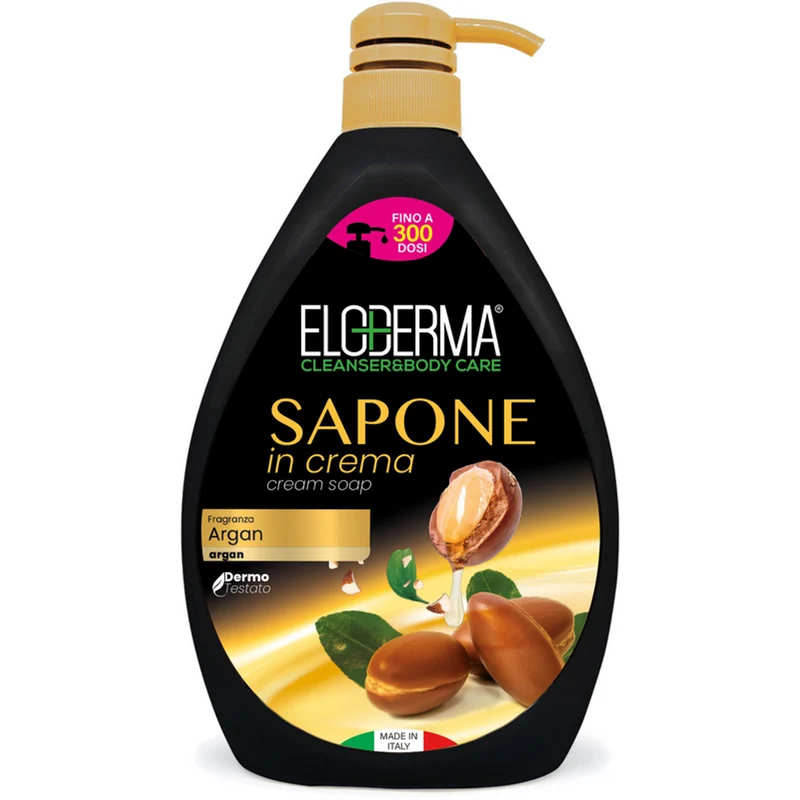 ELODERMA - Sapone Mani in Crema all'Argan con Erogatore - 1000 ml