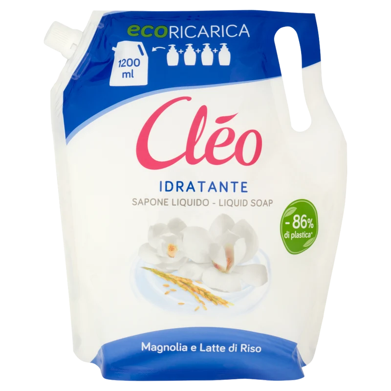 Cléo Idratante Sapone Liquido Magnolia e Latte di Riso Ecoricarica 1200 ml