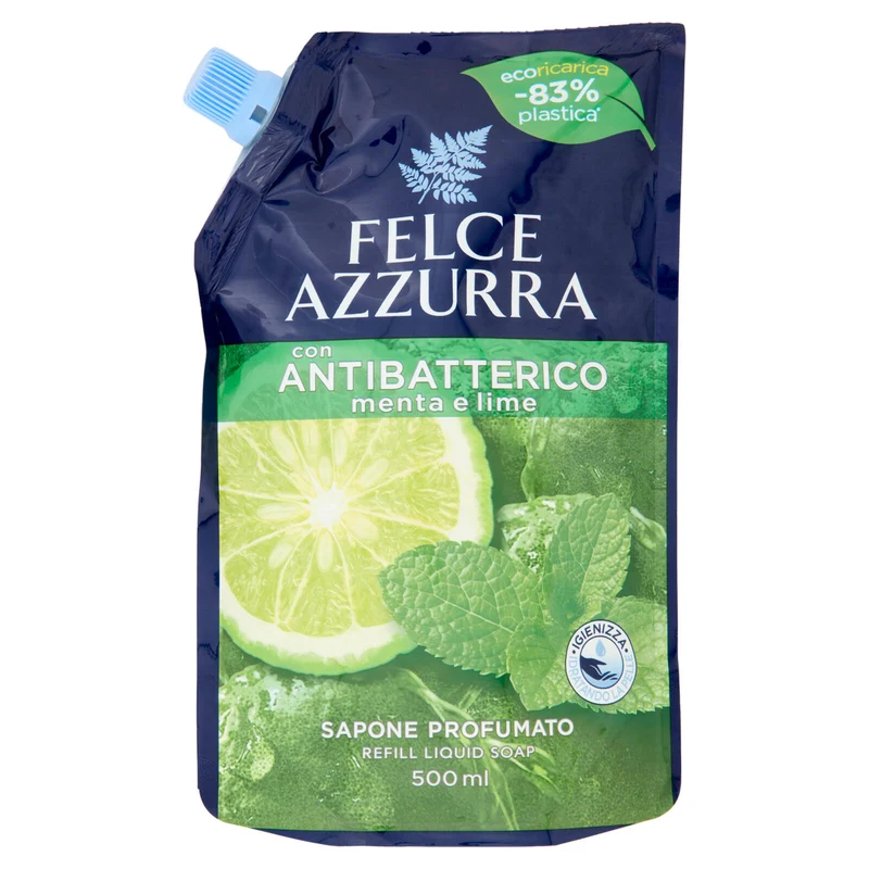 Felce Azzurra con Antibatterico menta e lime Sapone Profumato Refill 500 ml